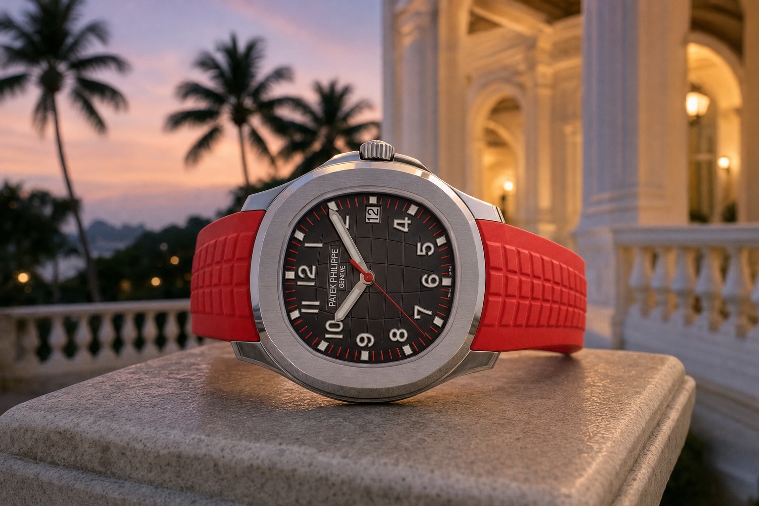 Patek Philippe Aquanaut 5167A-012 Singapore 2019 edition with red minute markers and red strap