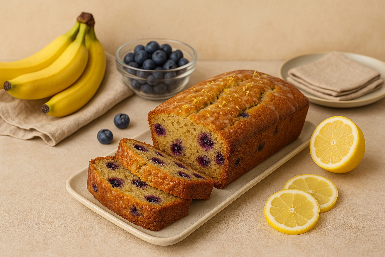 Lemon Blueberry High-Protein Banana Brea